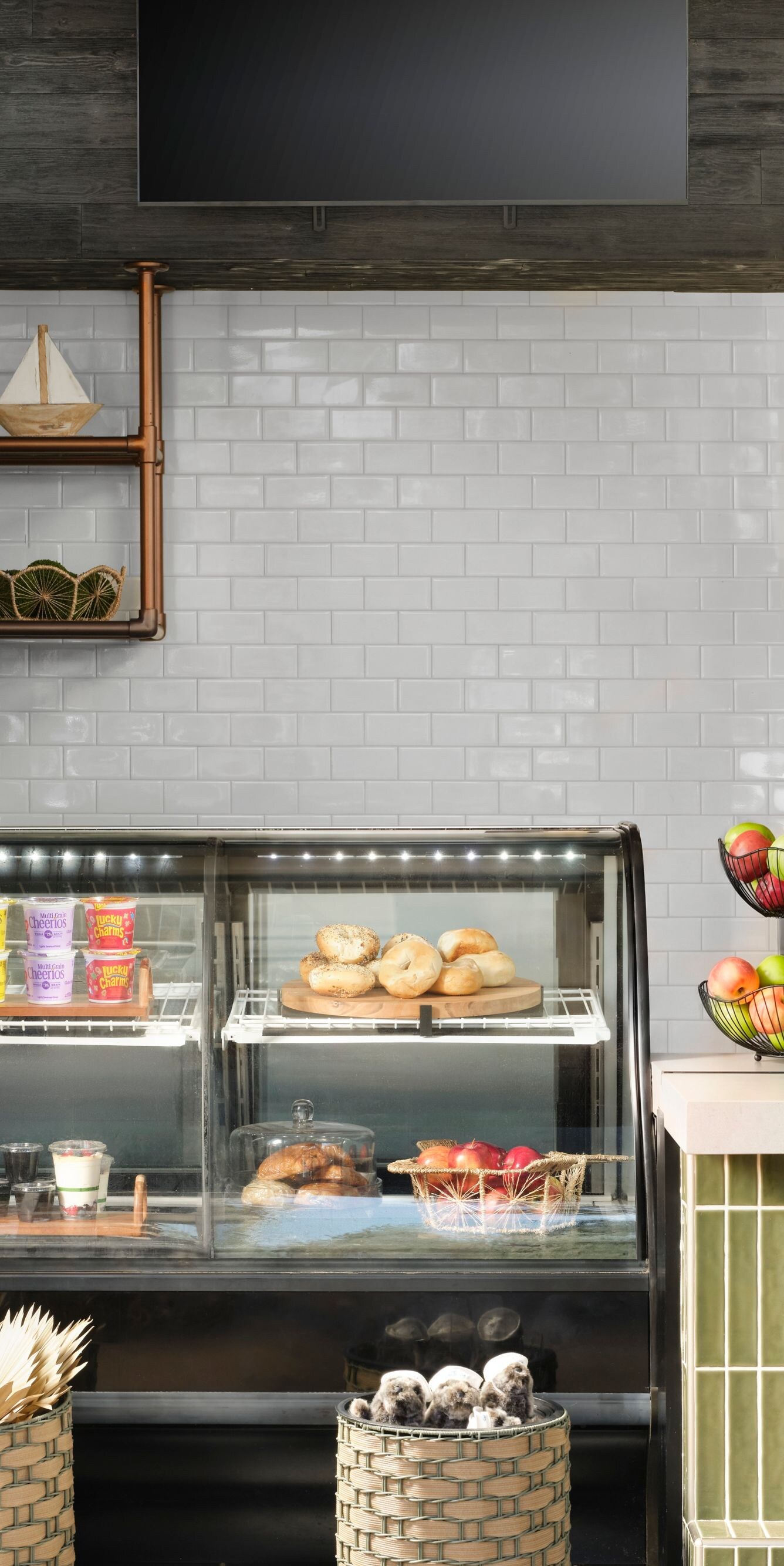 Grab-and-go cafe with drinks and pastry case