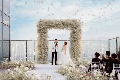 The wedding celebration above the cloud