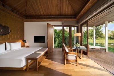 A twin-bed haven with relaxed water views.