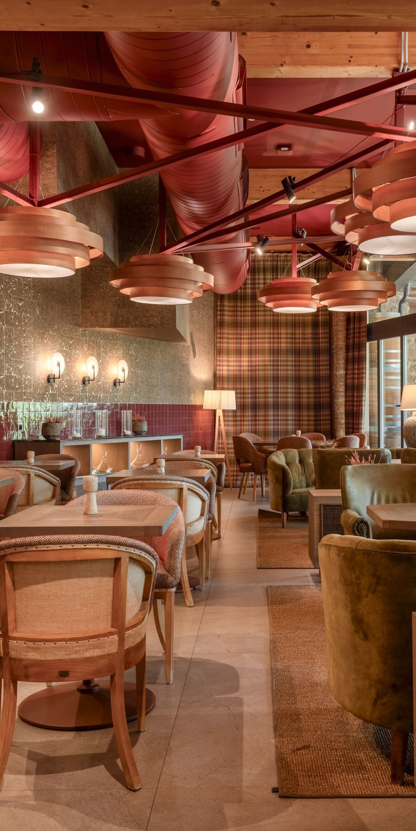Restaurant interior with designer lighting