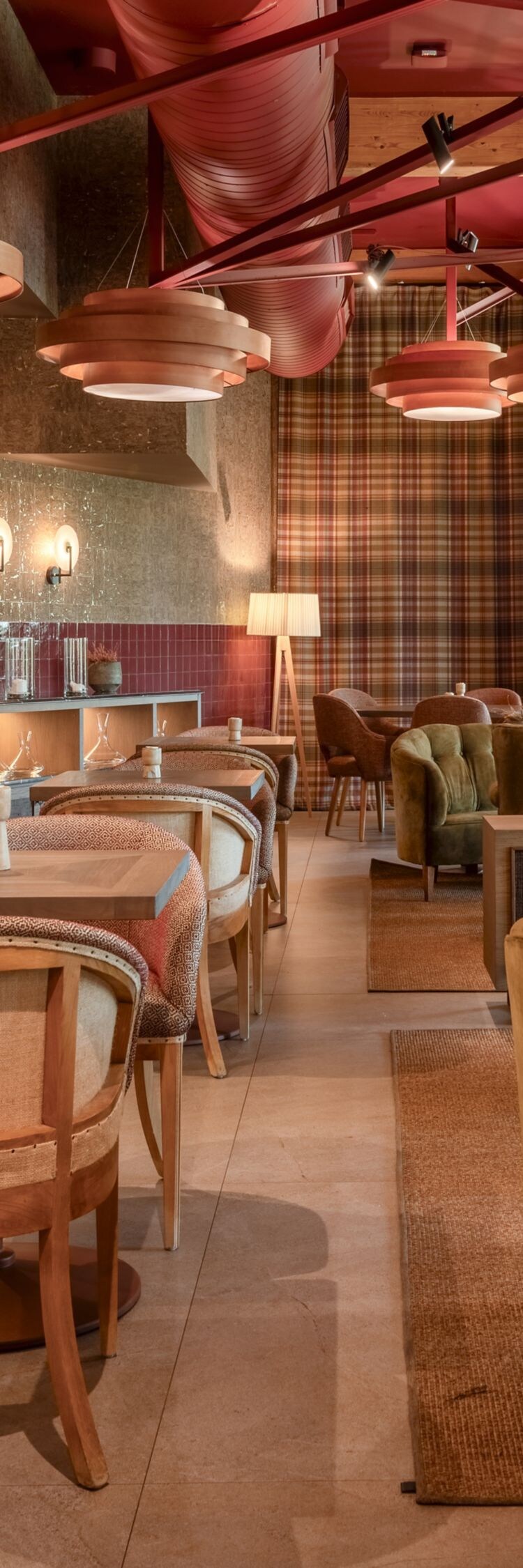 Restaurant interior with designer lighting