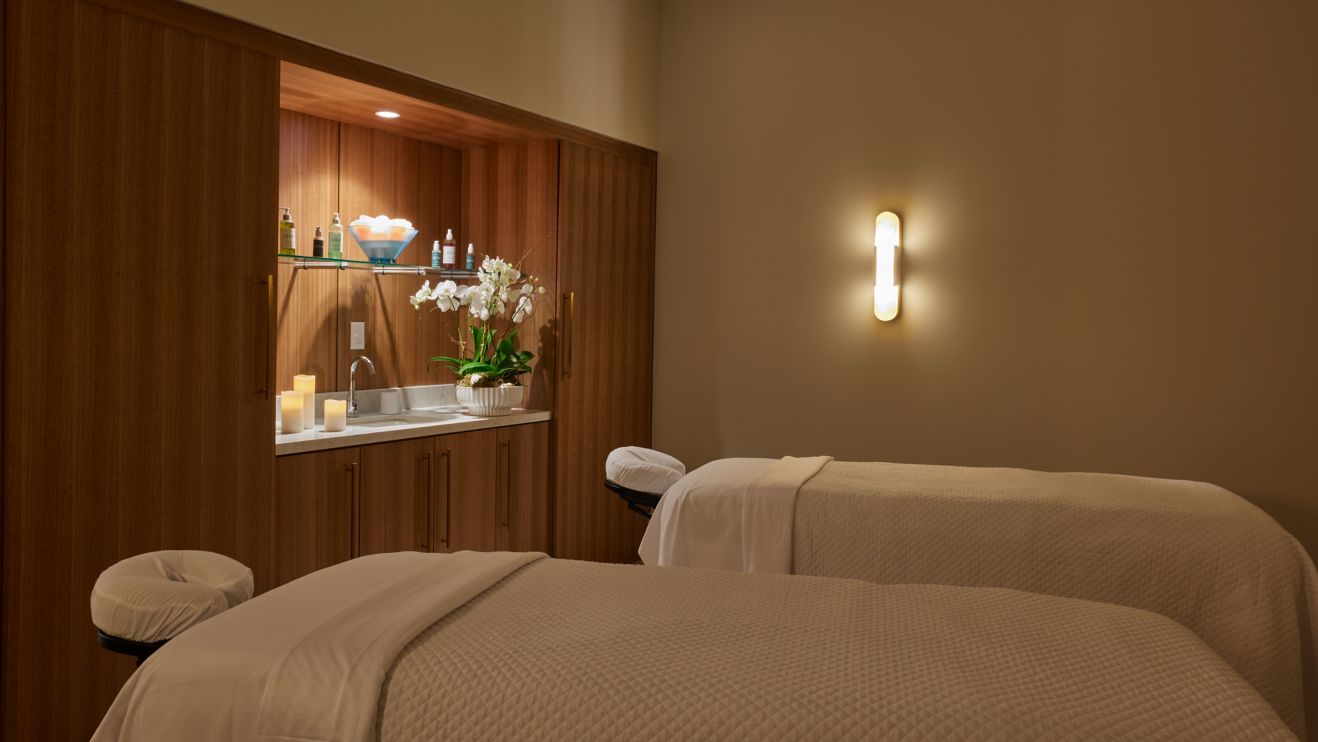 massage room with two beds