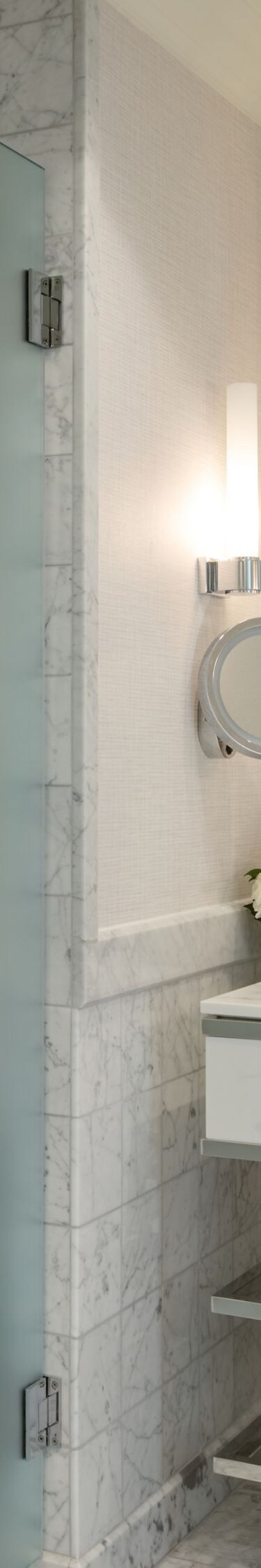 Marble bathroom with glass shower