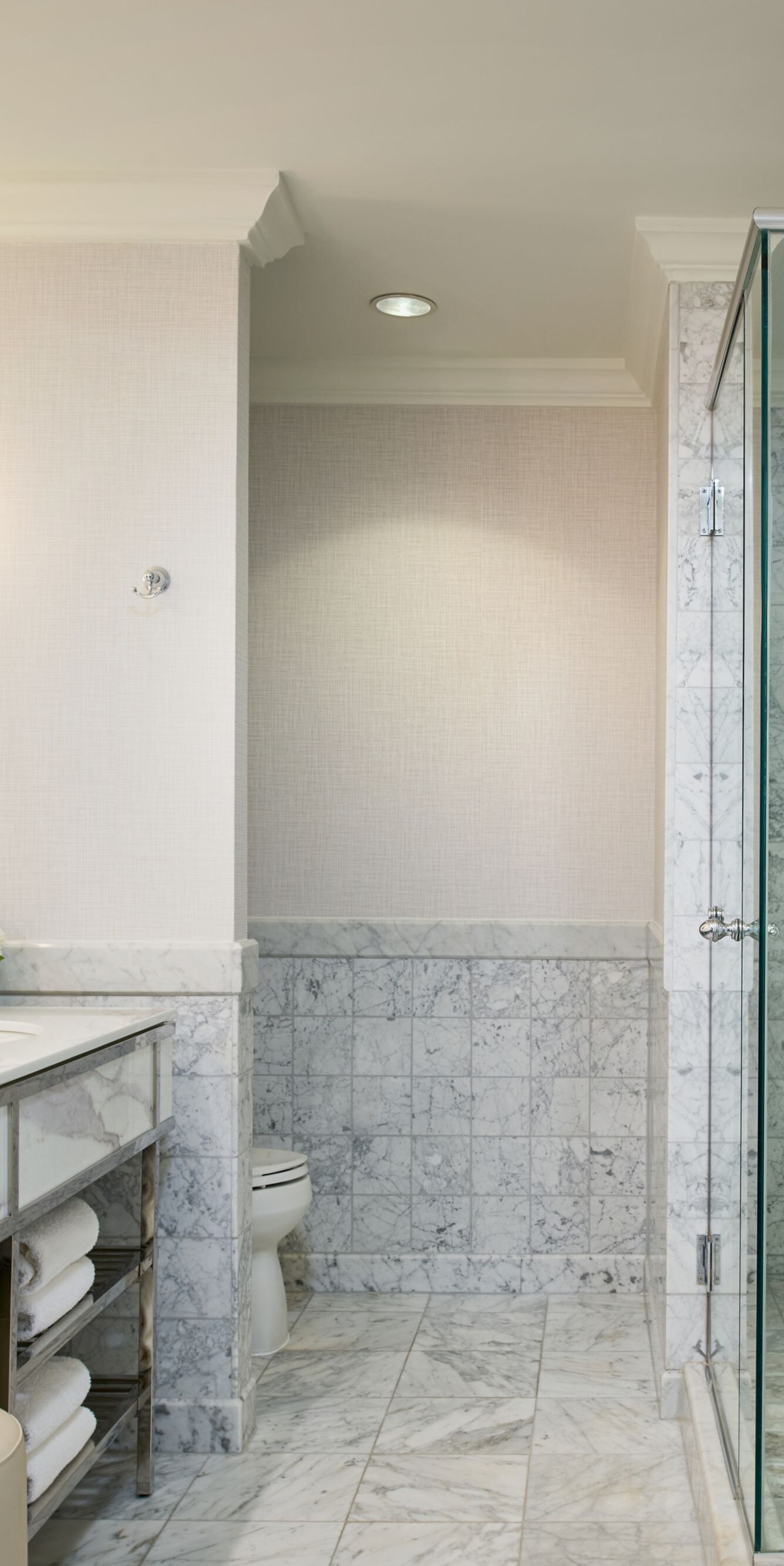 Marble bathroom with soaking tub