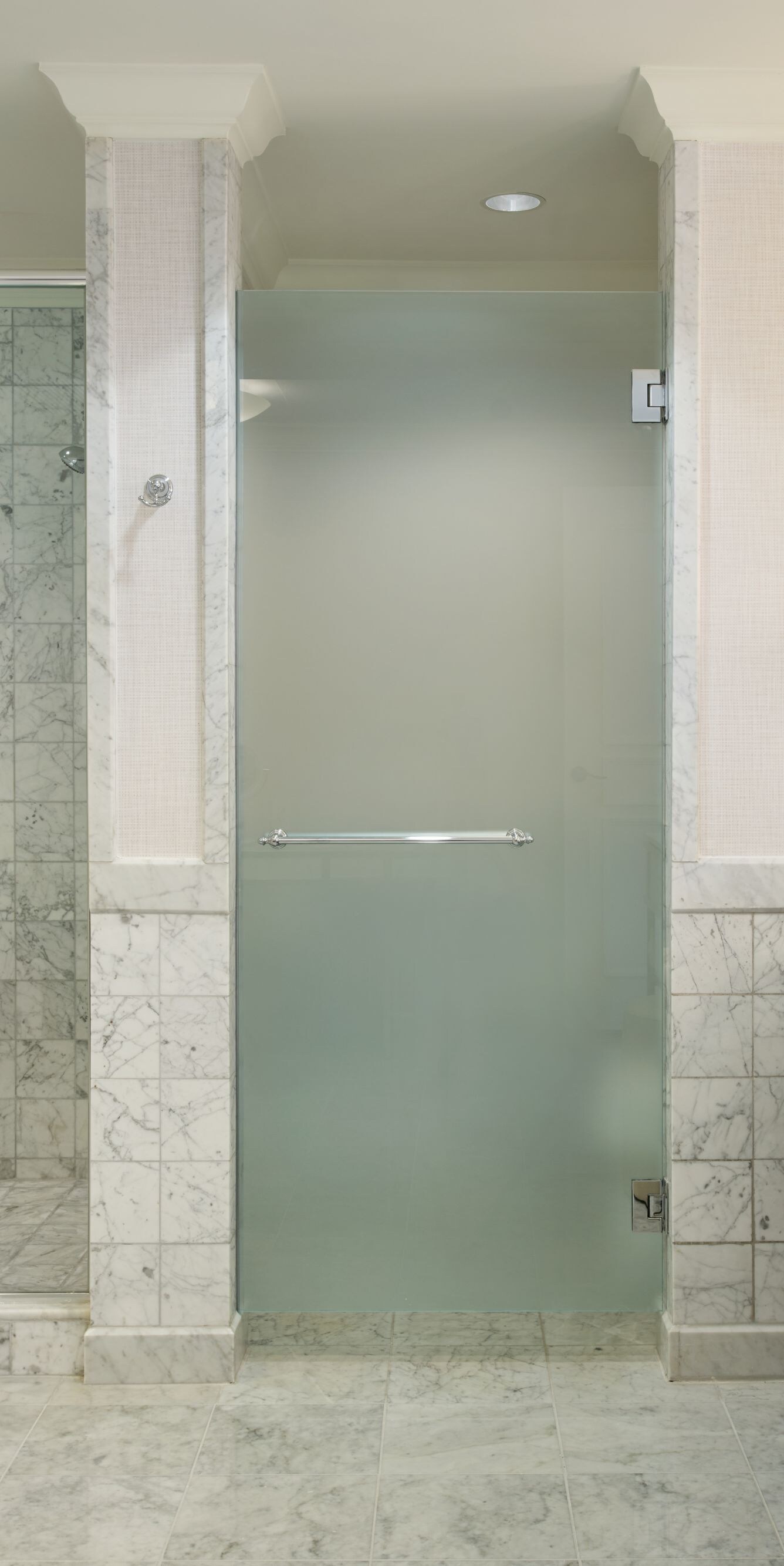 Marble bathroom with walk-in shower