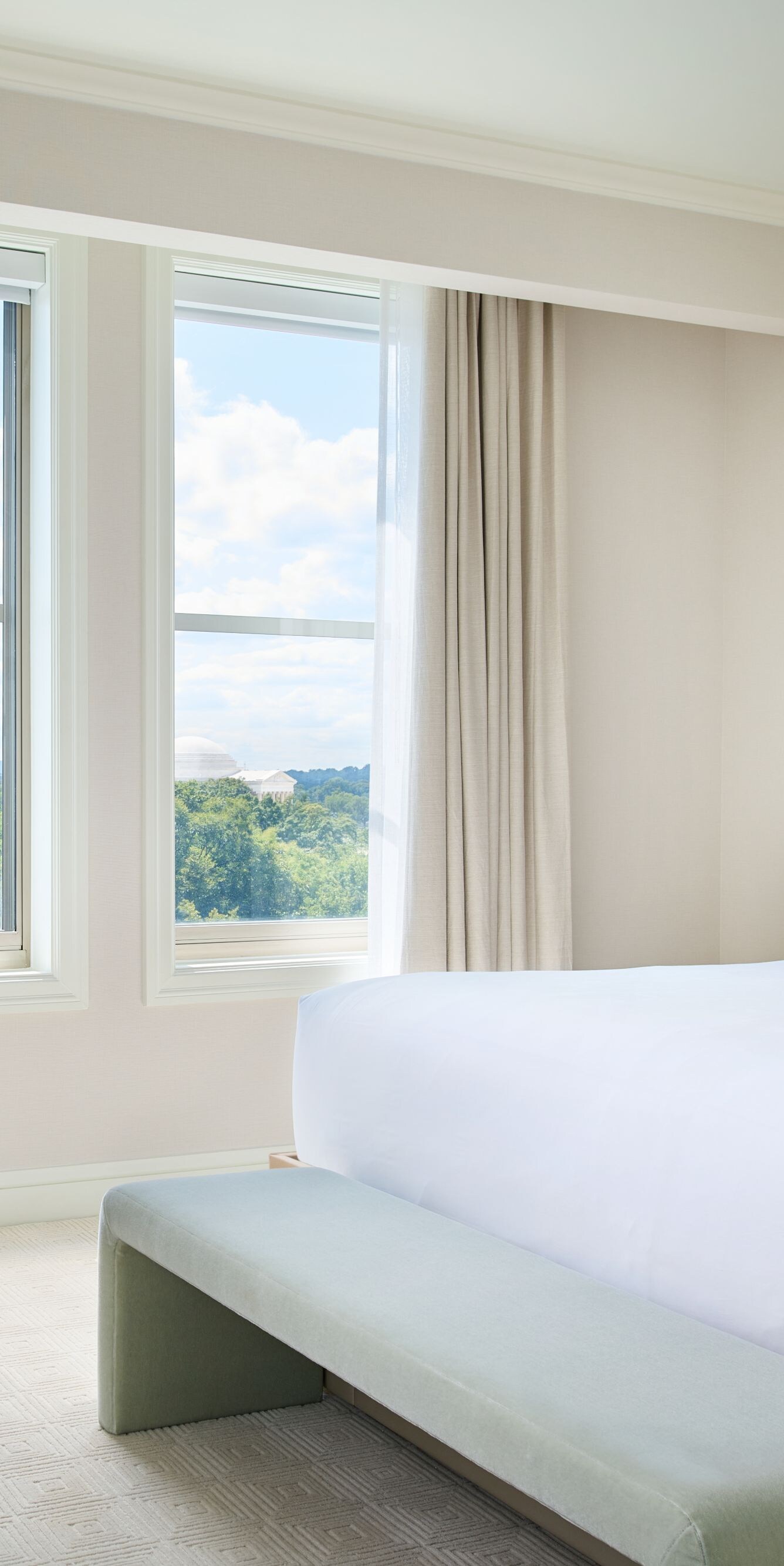 King guest room with large windows