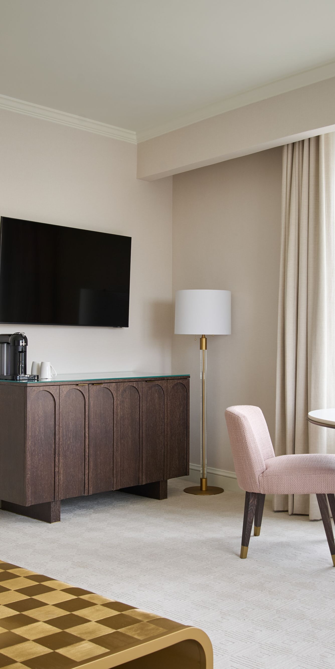 Suite living area and workspace