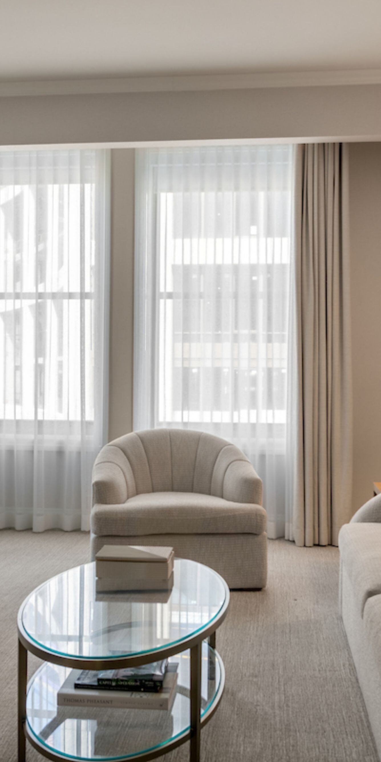 Suite living room with sofa and lounge chair