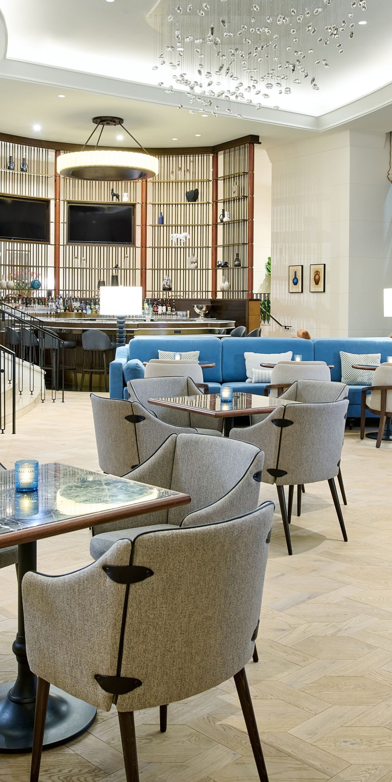 Lobby lounge with floor-to-ceiling windows