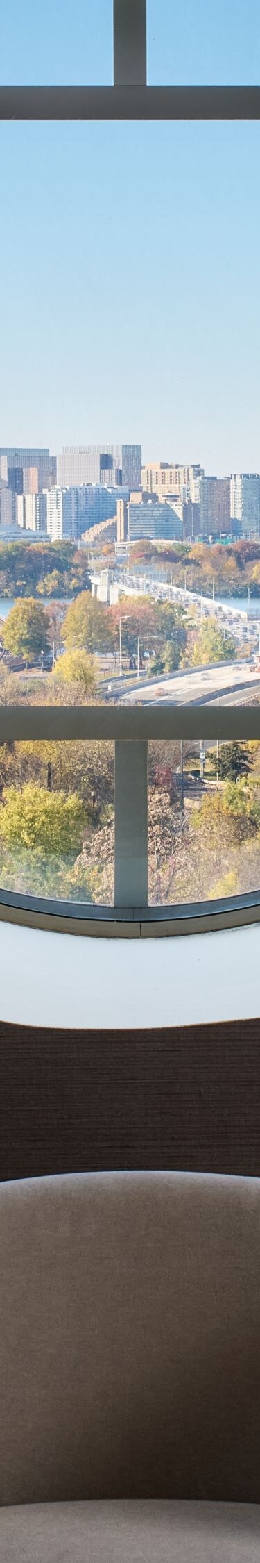 Round window overlooking the city