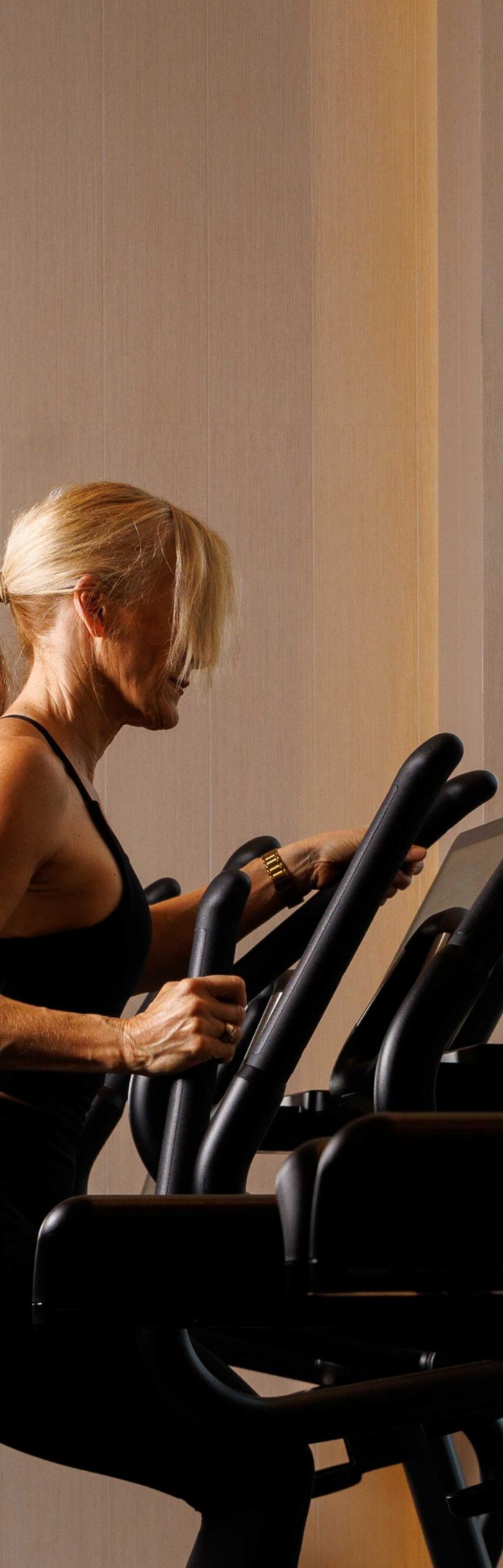Guest using cardio equipment in a calm