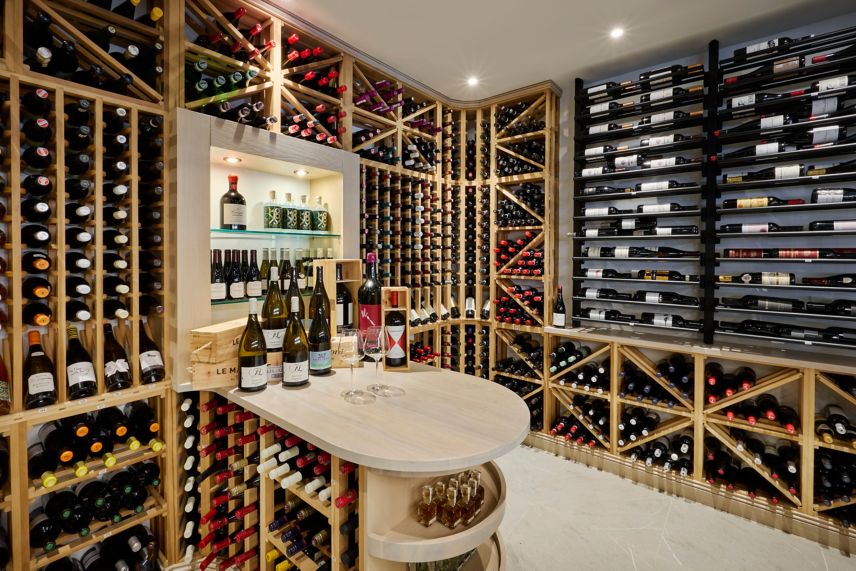wine cellar with various wines
