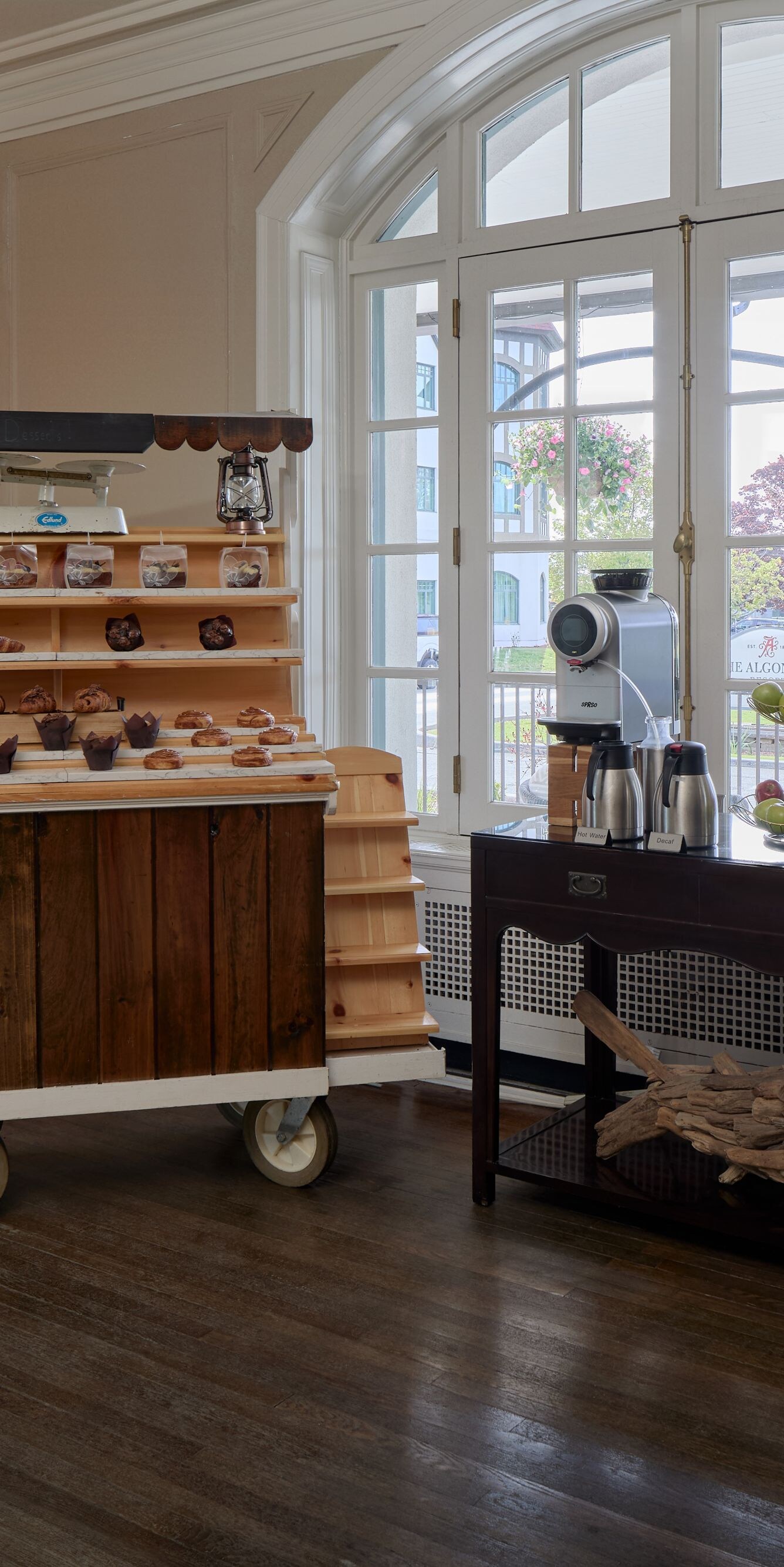 Pastries, muffin, croissant, coffee