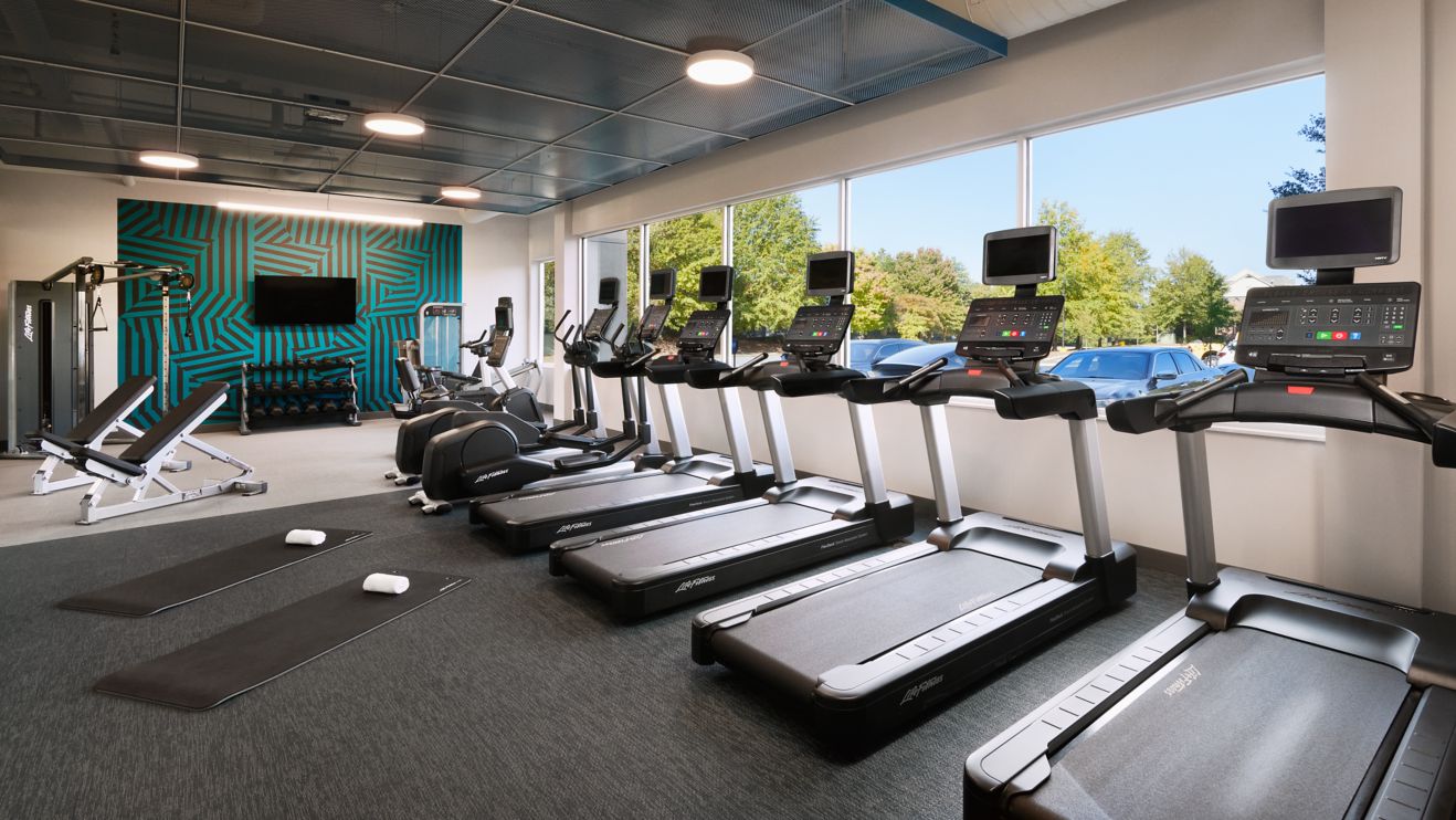 Fitness center treadmills