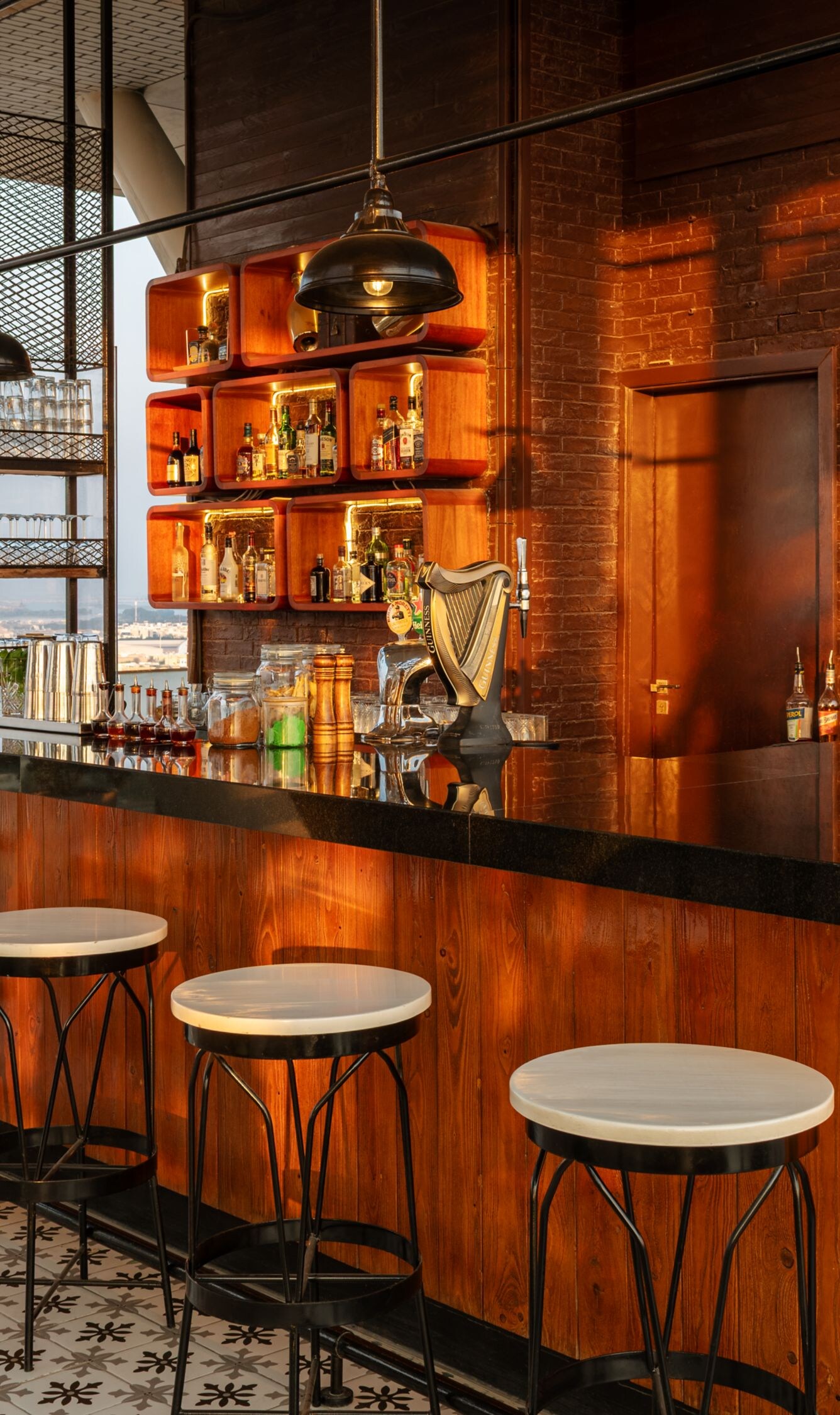 Bar area with skyline views