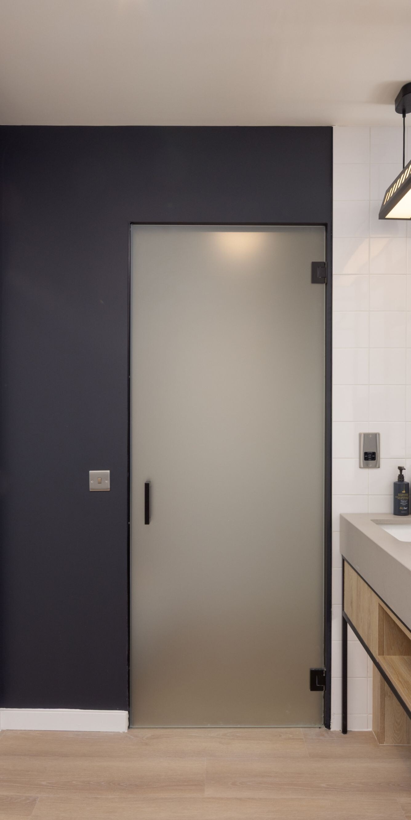 Open Plan bathroom, shower and sink
