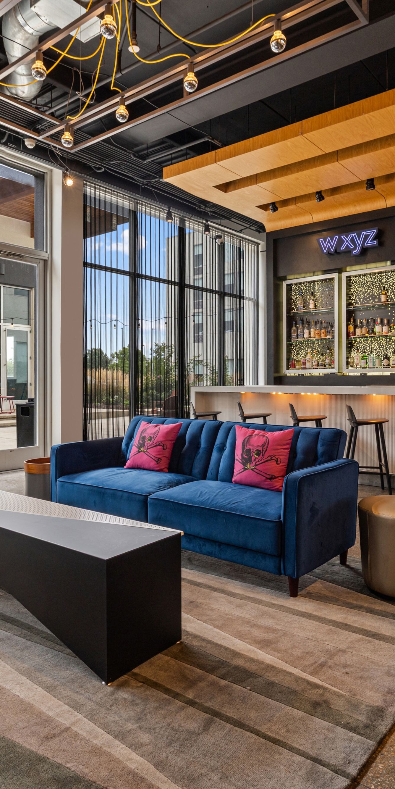 Bar lounge with sofas and counter seating