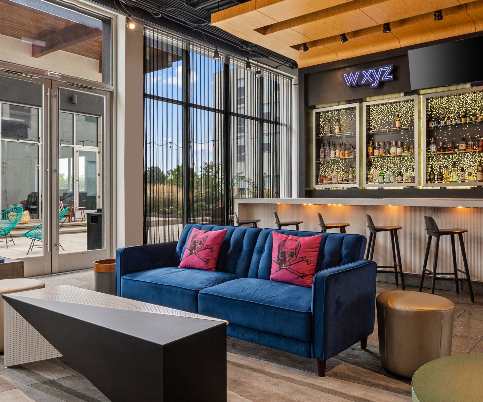 Bar lounge with sofas and counter seating
