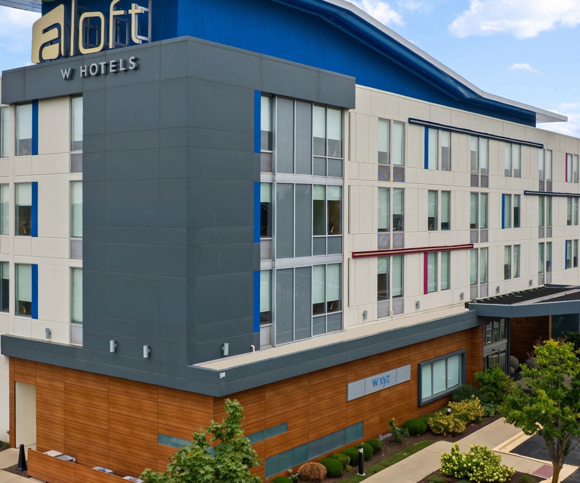 Exterior view of building with parking