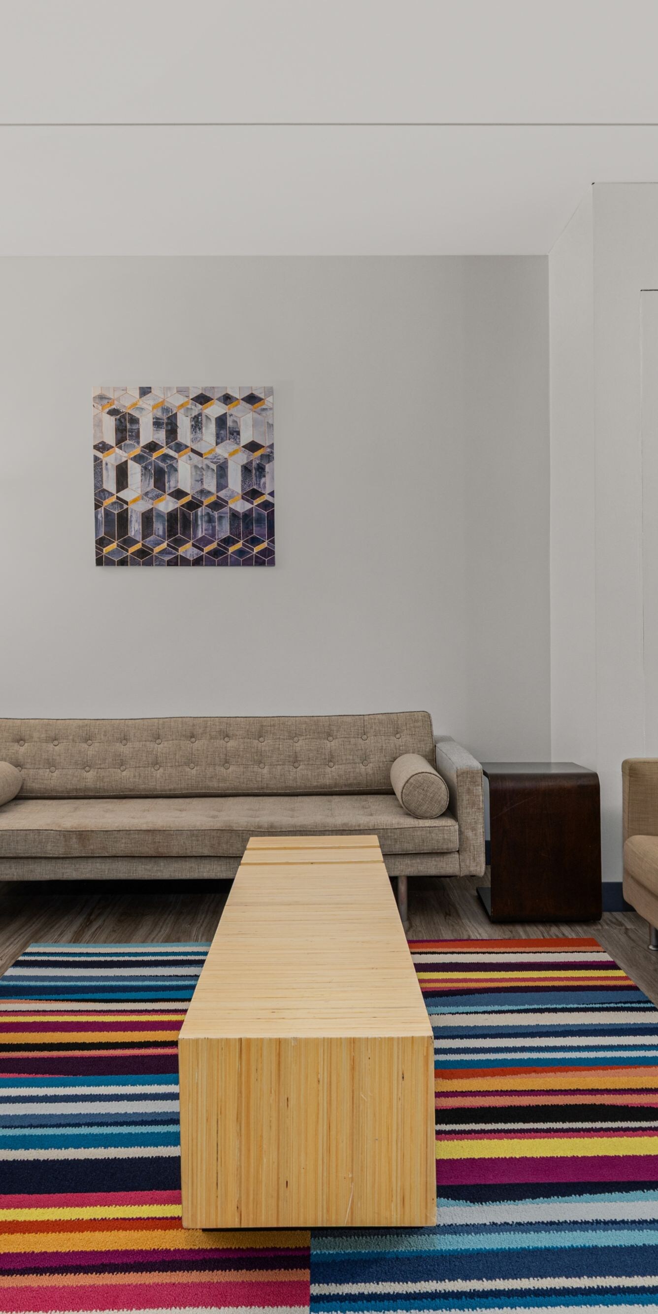 Lounge area with sofas and tables