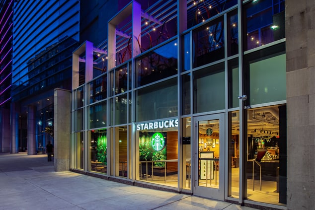 Starbucks Aloft Philadelphia at night