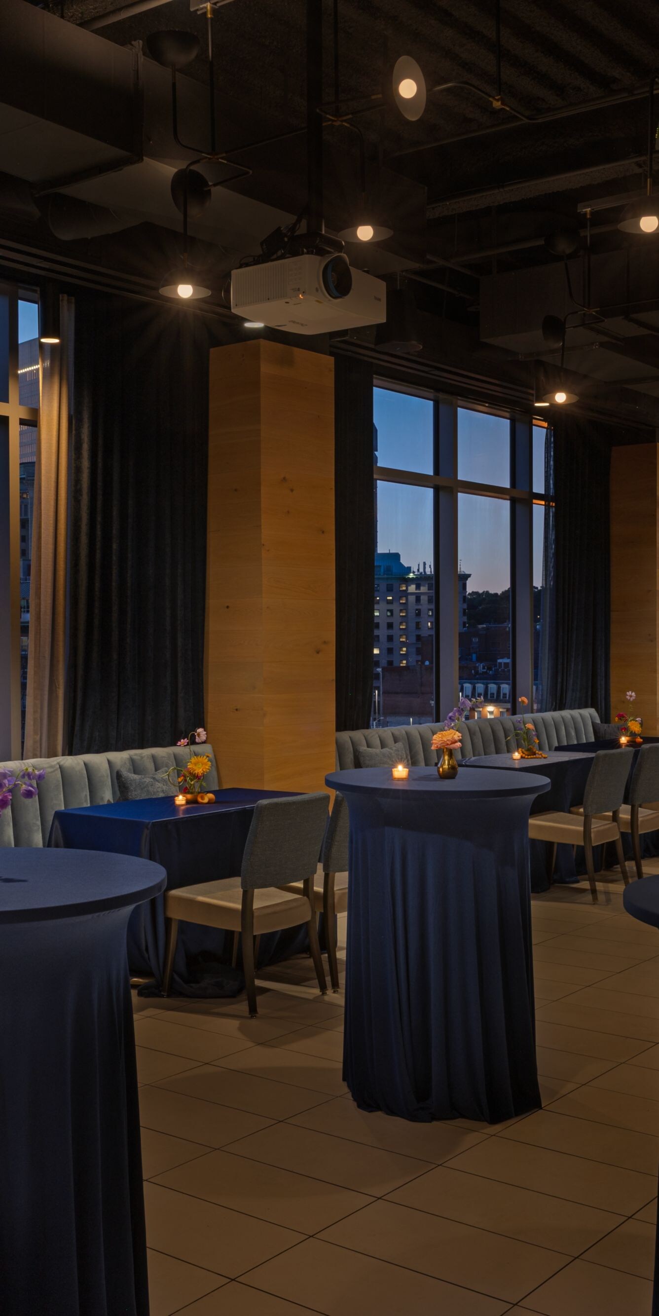 event space with skyline views