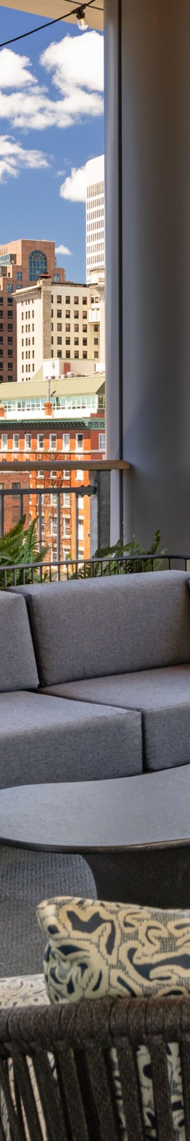Outdoor terrace with Providence skyline view