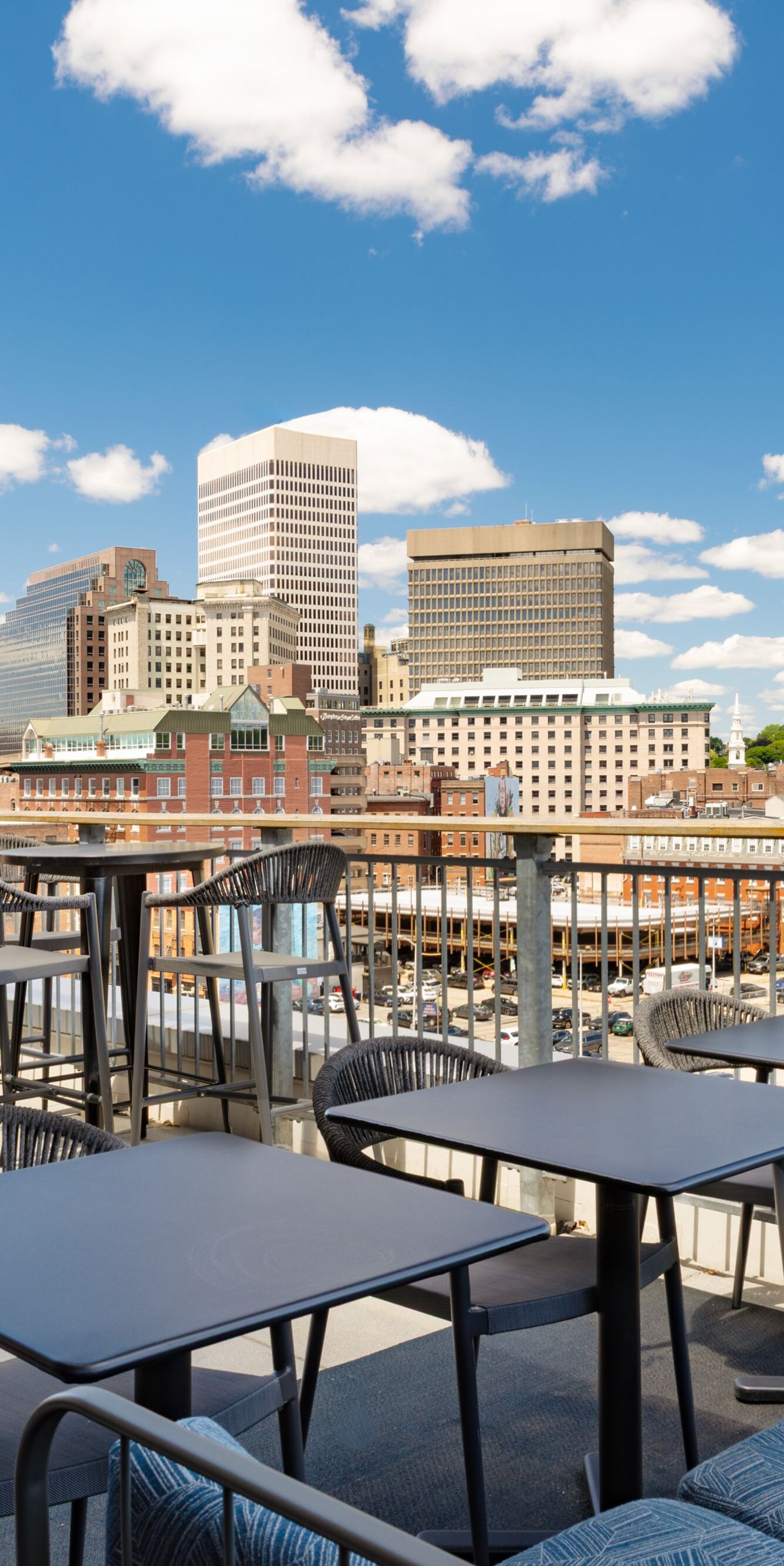 Rooftop terrace with Providence skyline view