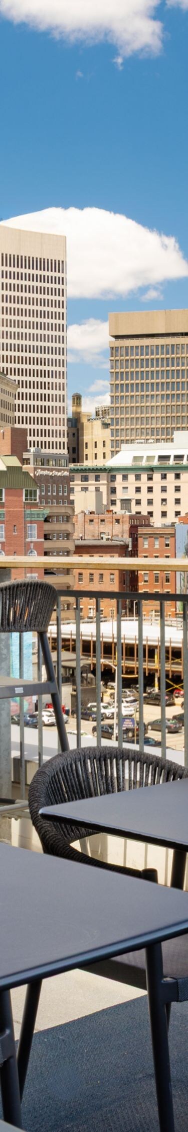 Rooftop terrace with Providence skyline view