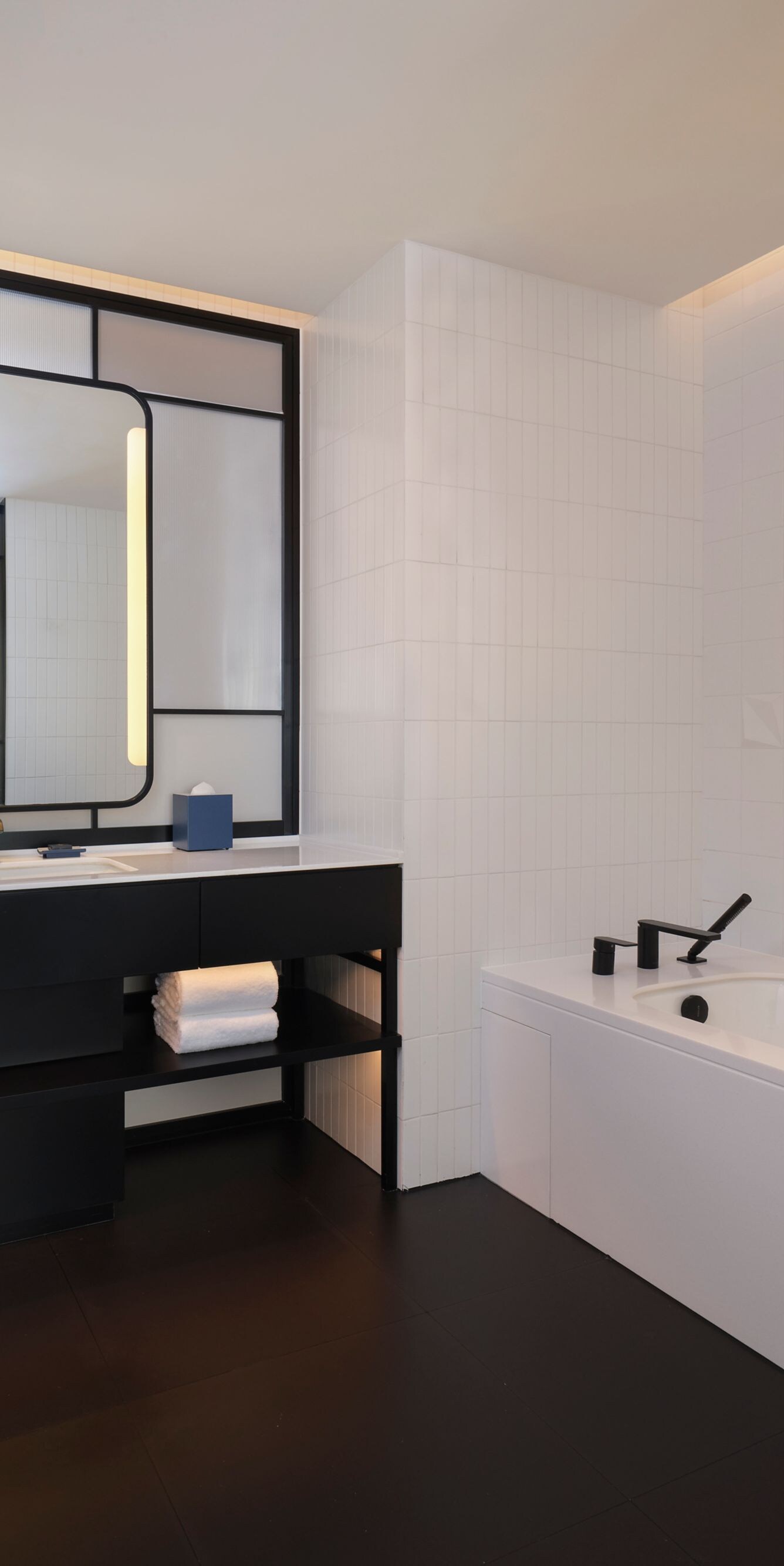 Bathroom with bathtub and separate shower