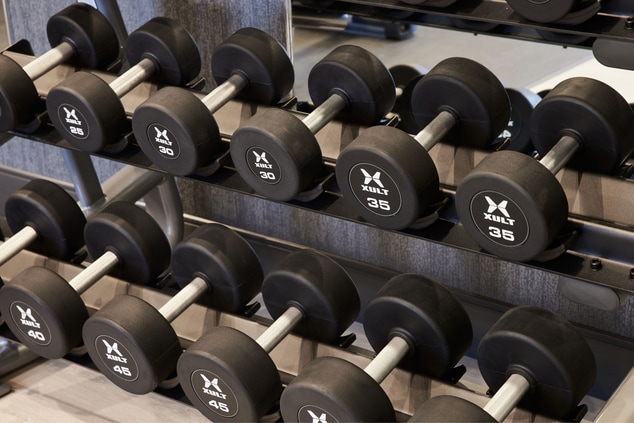 fitness center, weights, workout equipment