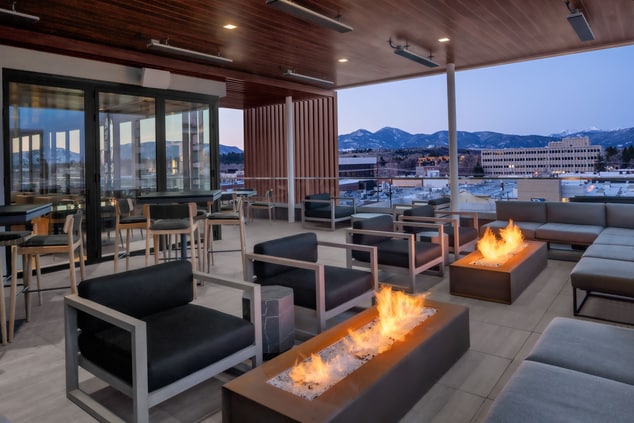 Our rooftop bar with firepit