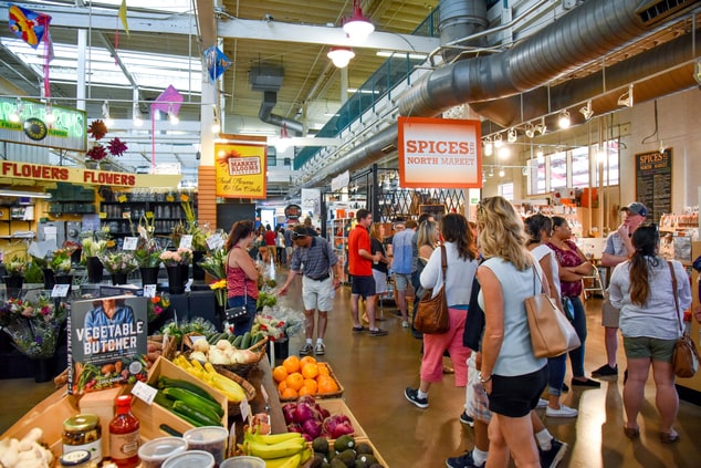 Groups of people shopping at North Market