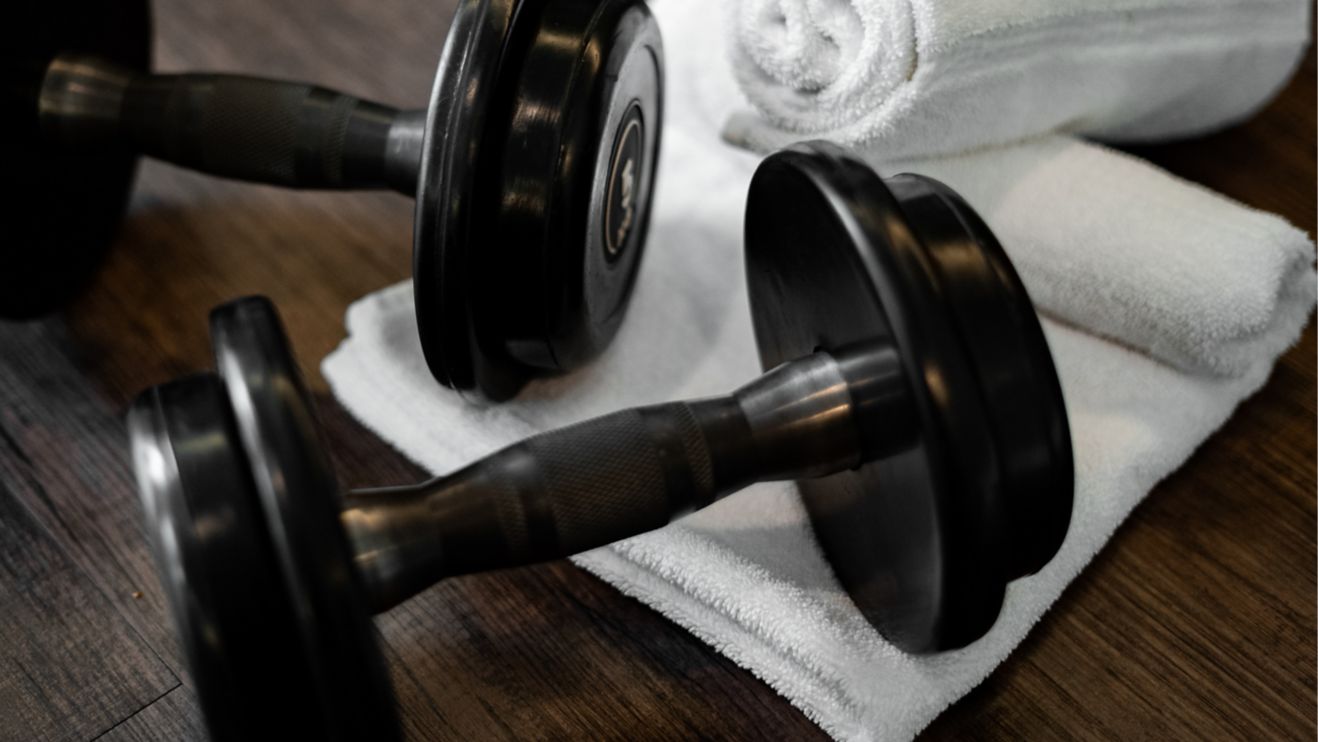 Dumbbell and towel