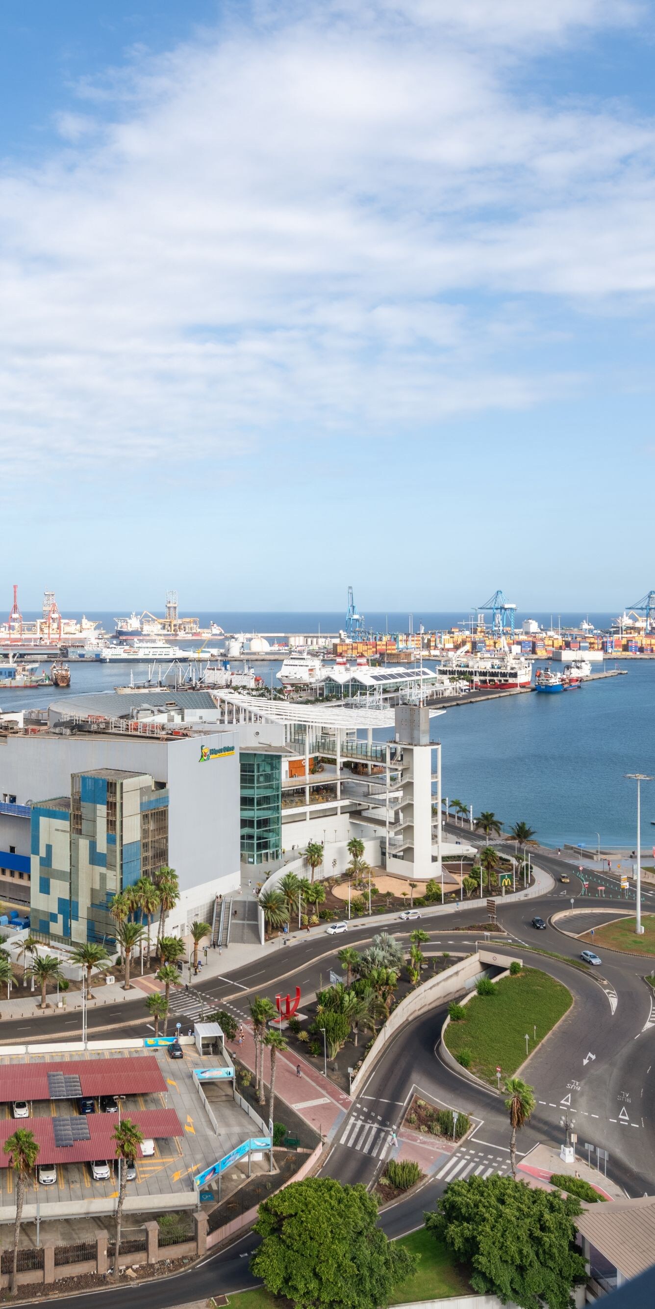 Panoramic view of harbor and city skyline