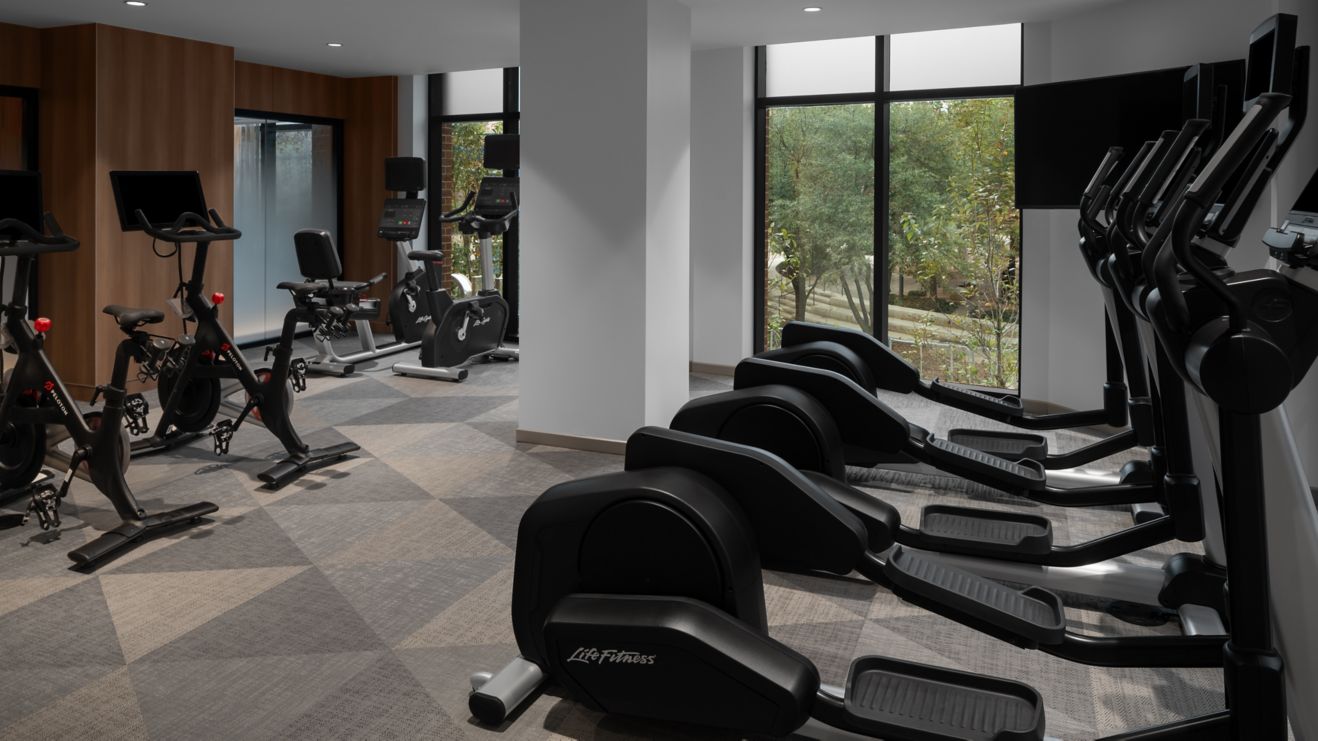 Fitness Center, with Peloton Bicycles
