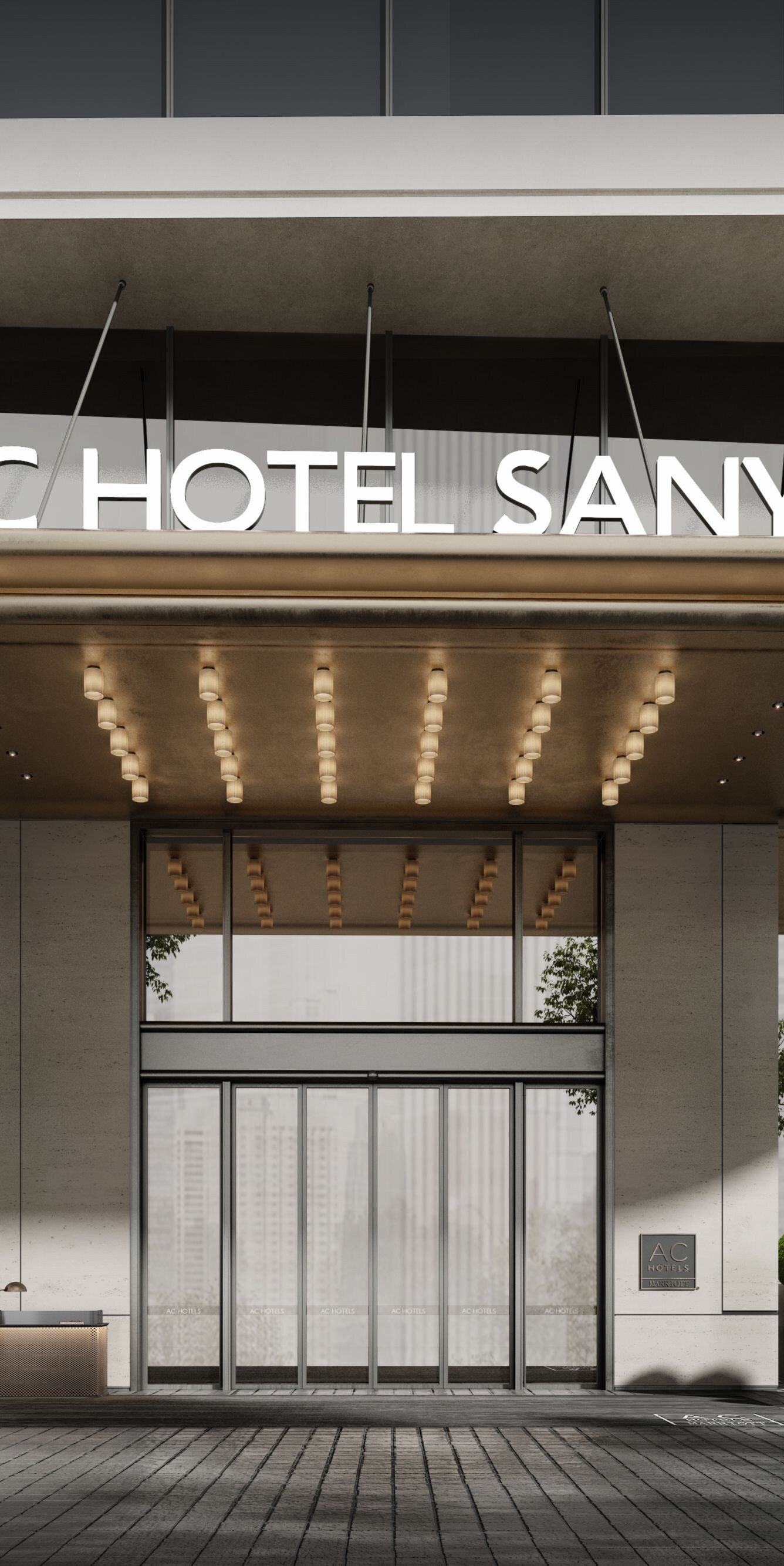 Rendering of Hotel Main Entrance Facade