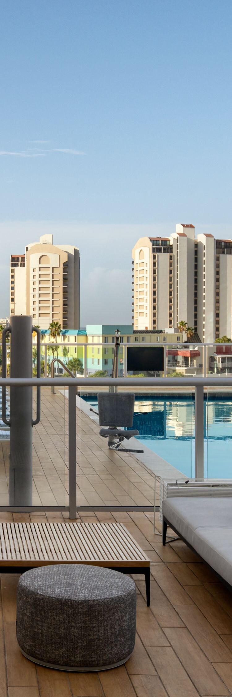 Pool deck with seating