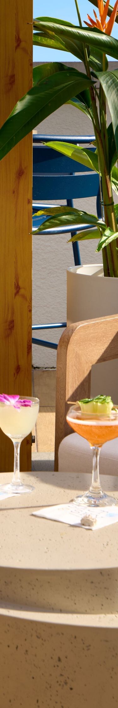 Rooftop terrace with cocktails and seating