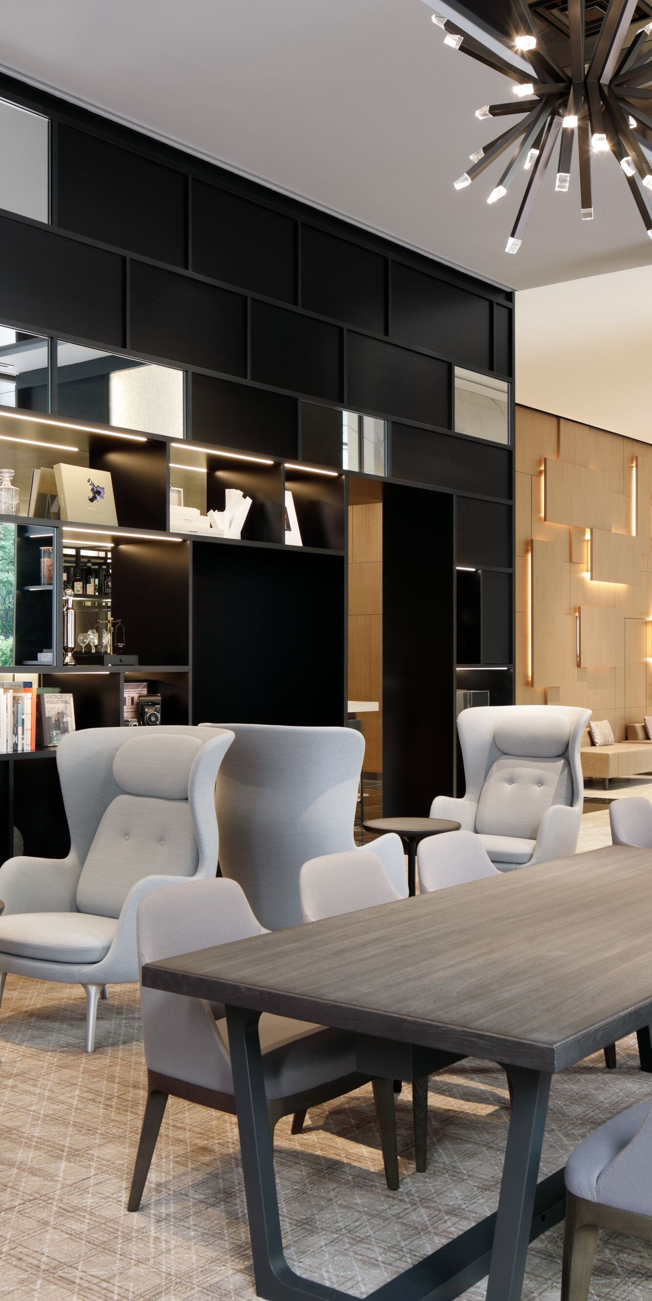 Lobby lounge with modern design and seating