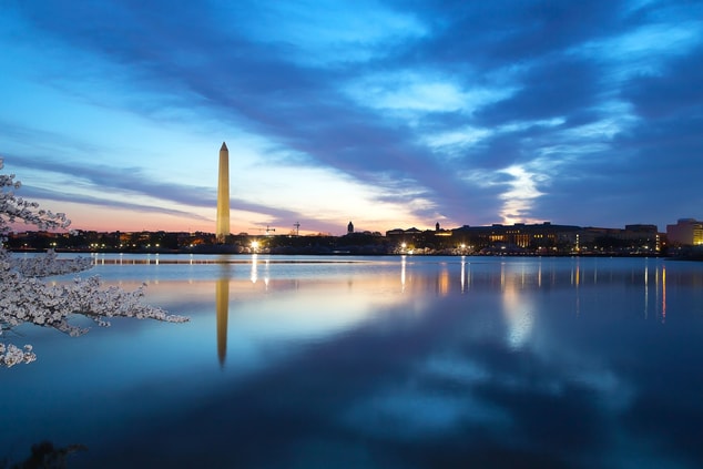 Sunset view of National Mall in DC