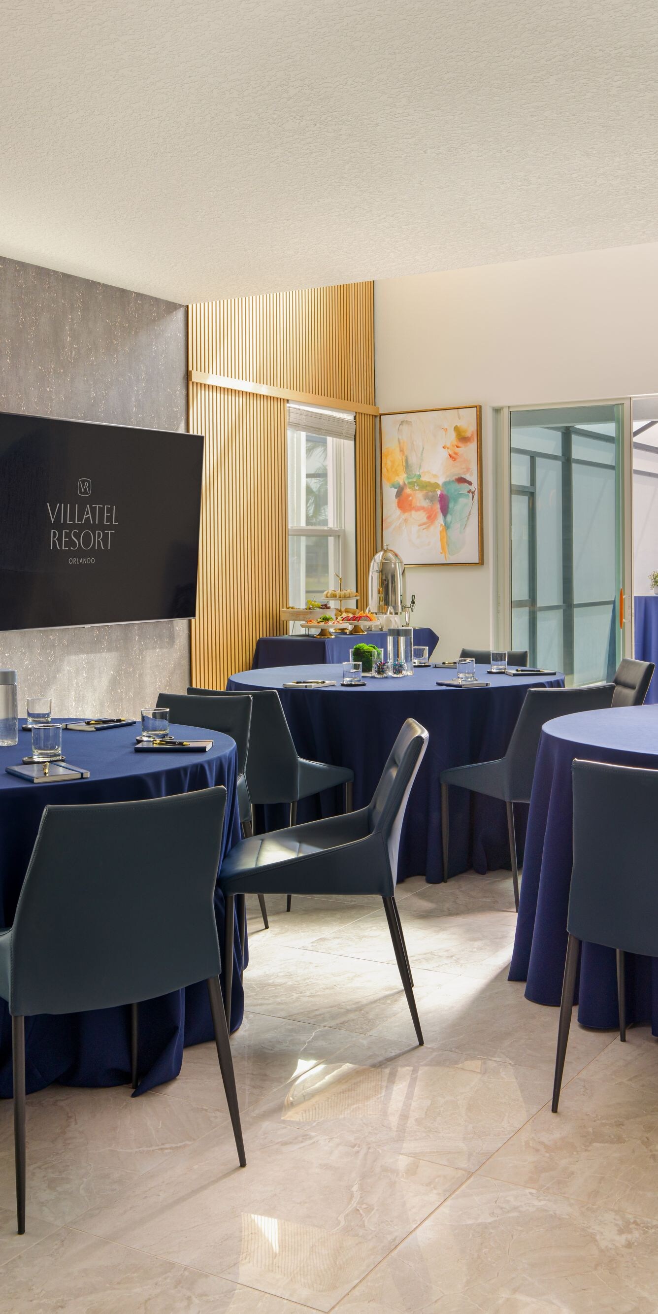 Conference room with table and chairs