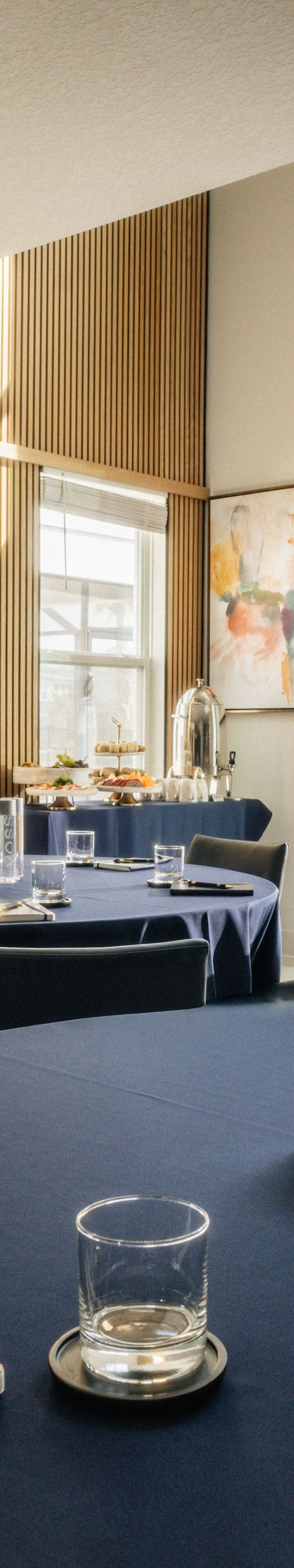 Conference room with table and chairs