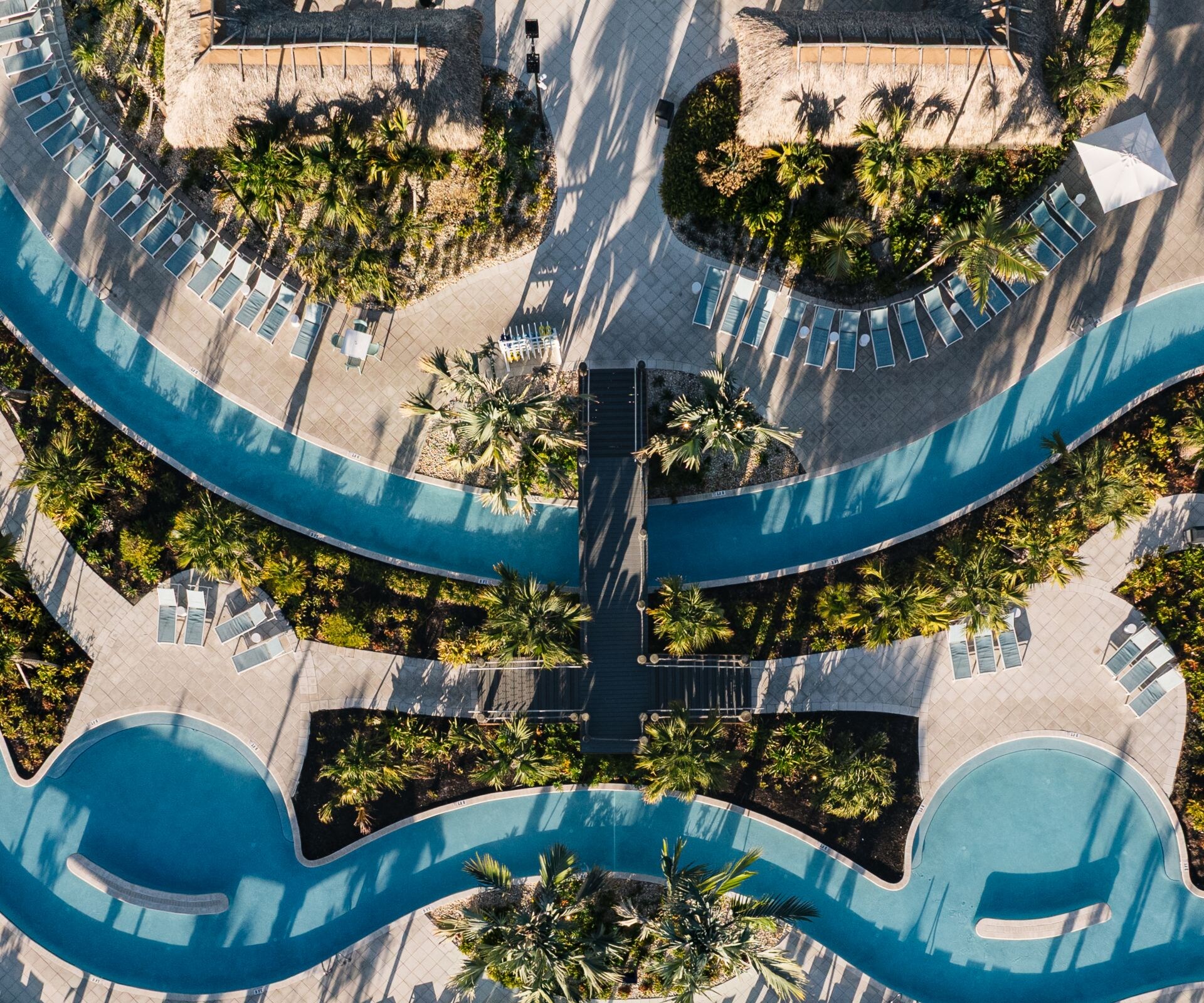 Twisting lazy river through resort