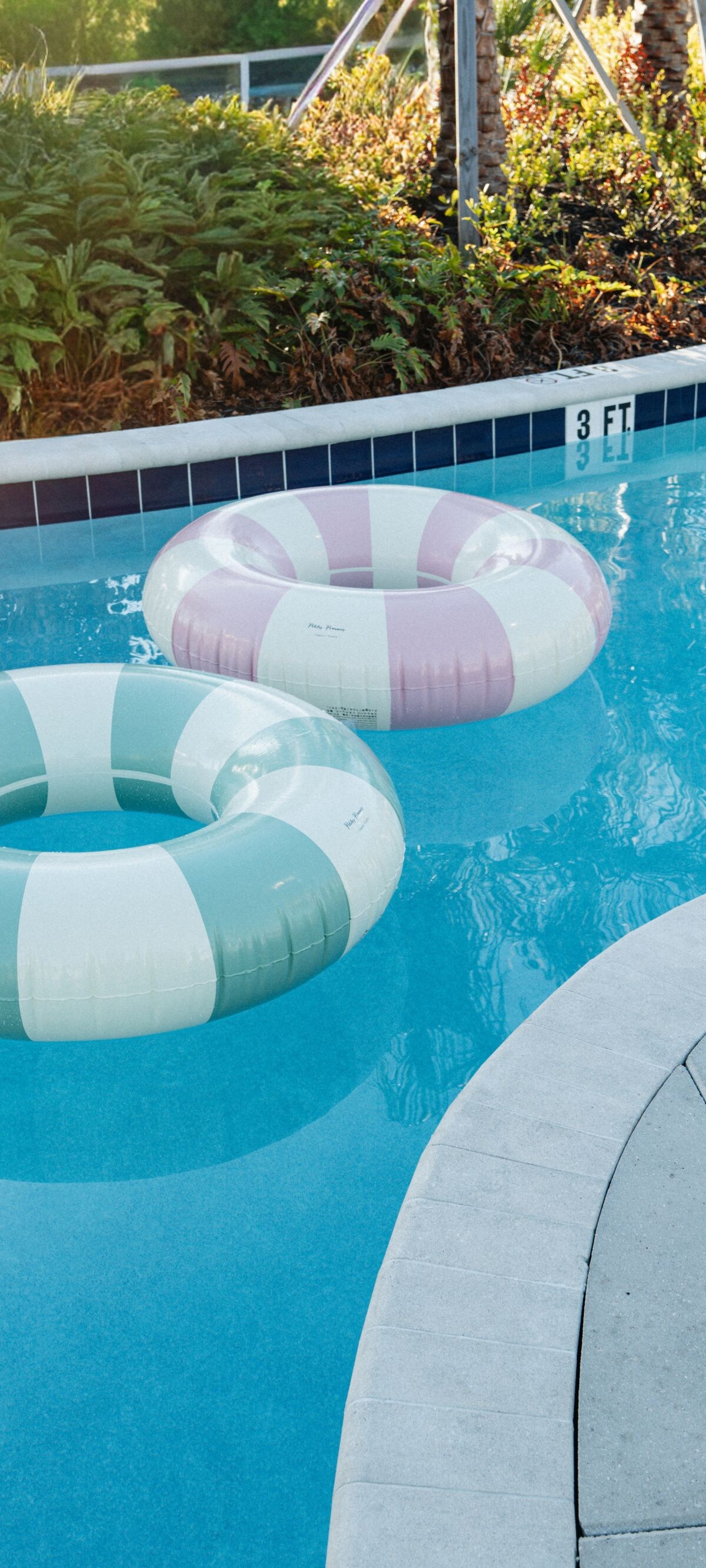 Pool with floating inflatables