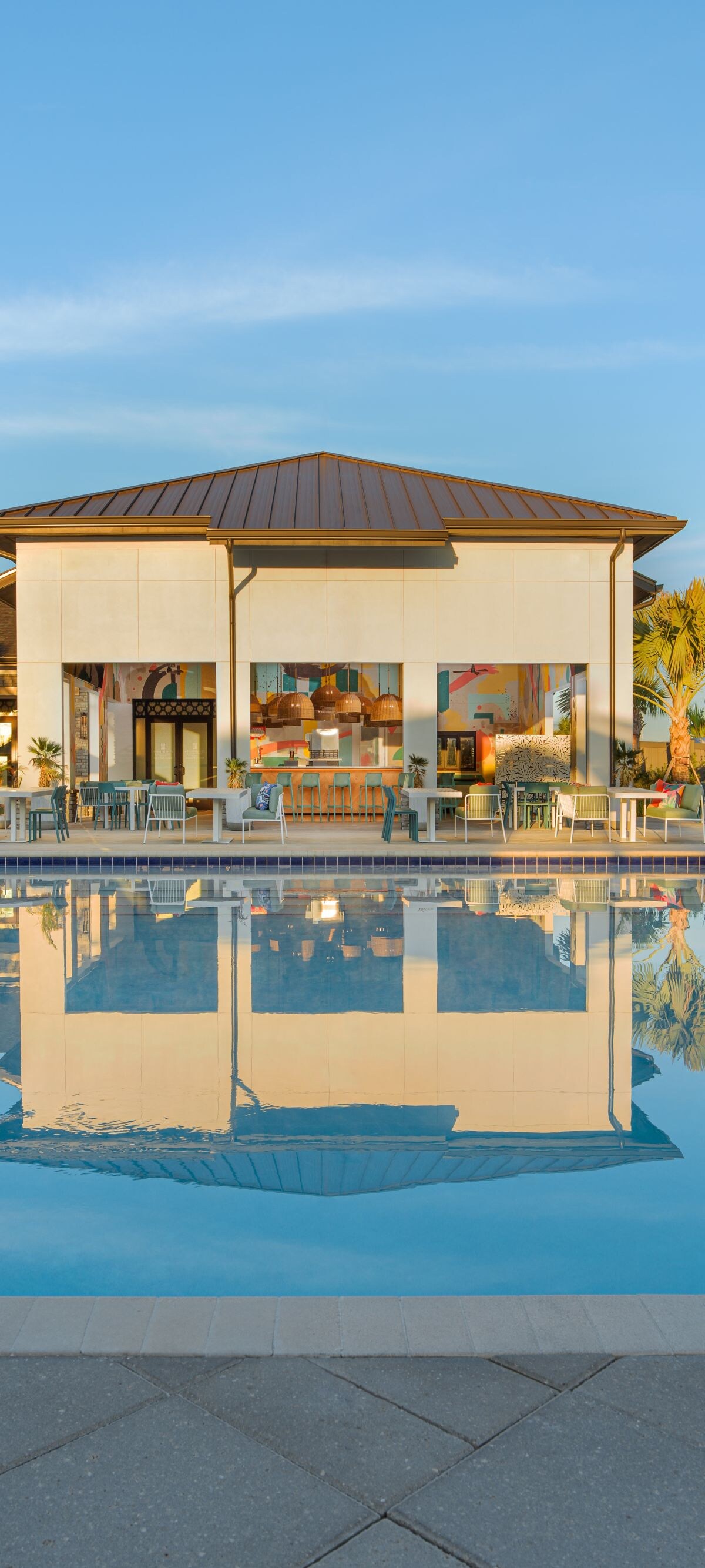 Pool deck with cabanas and seating