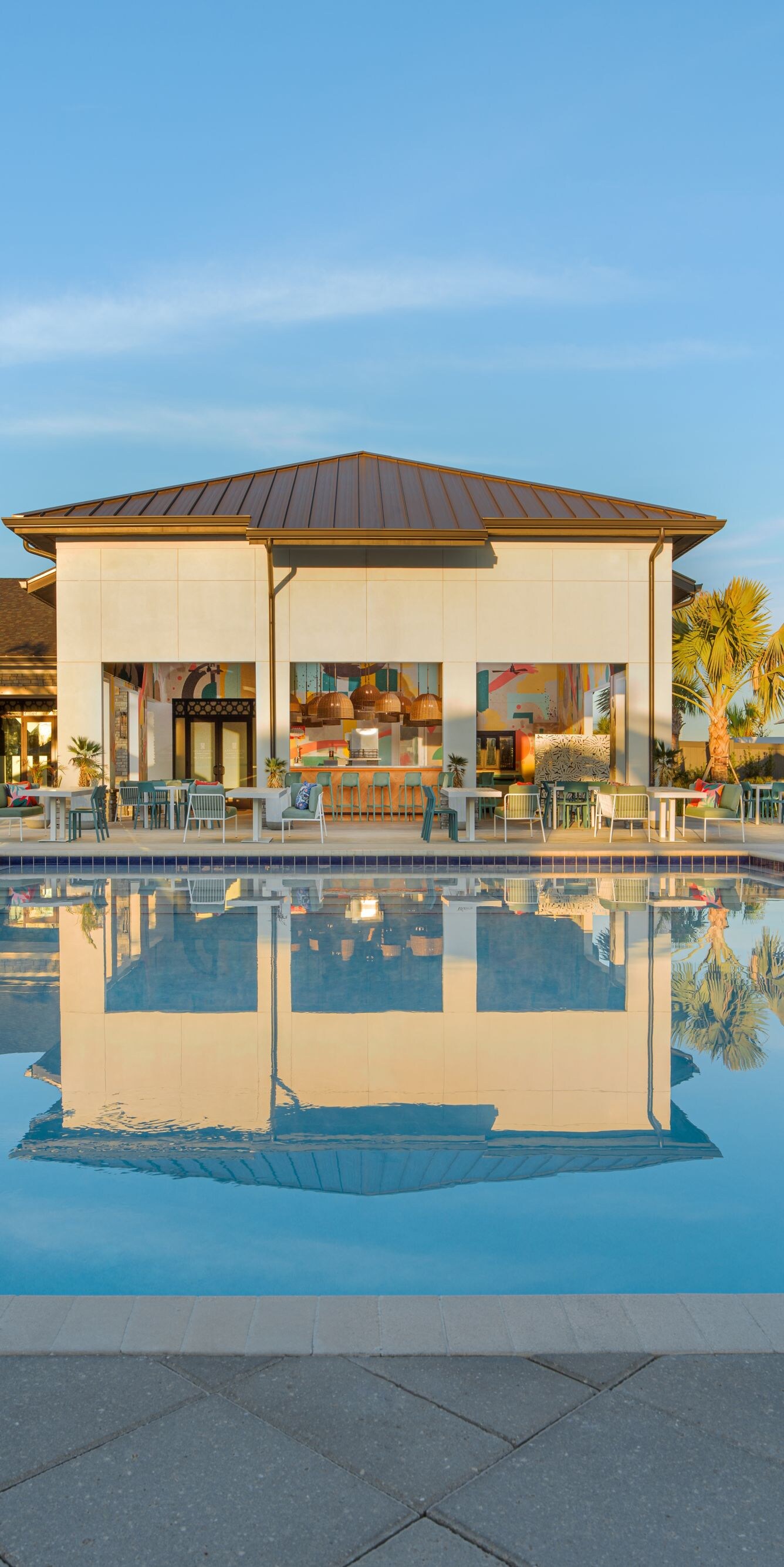 Pool deck with cabanas and seating