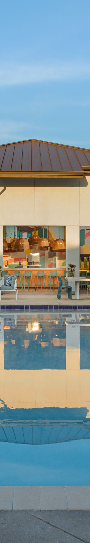 Pool deck with cabanas and seating