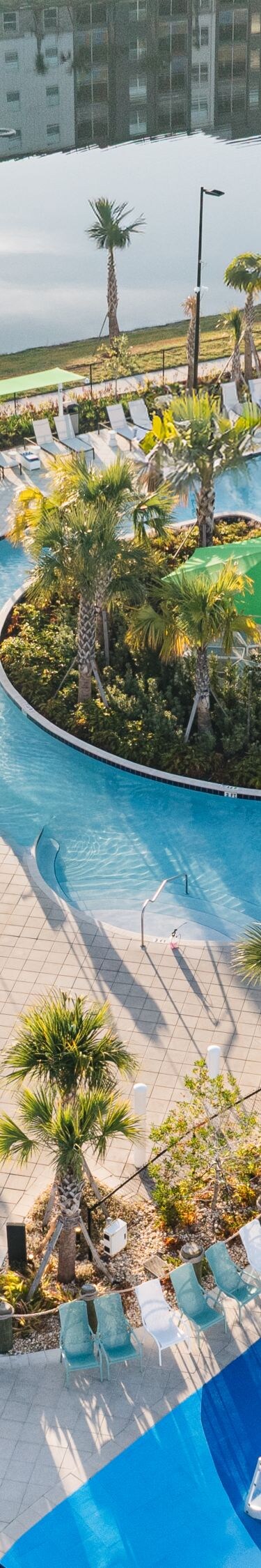 Water park slides and splash area