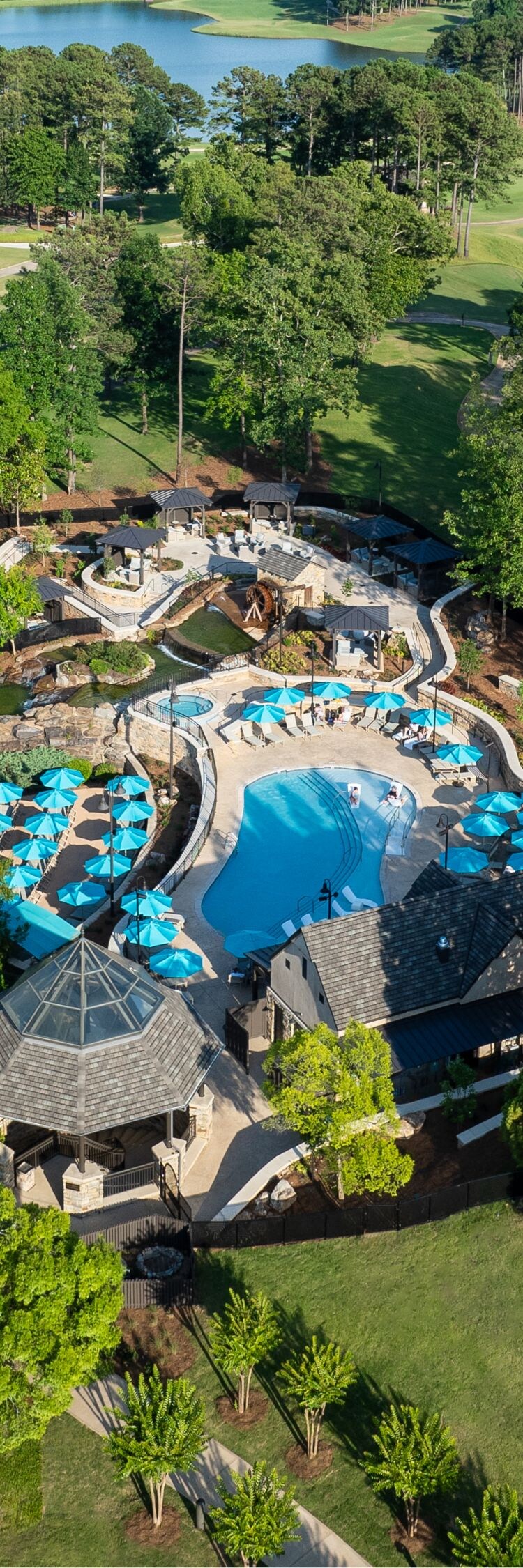 Drone view of hotel exterior